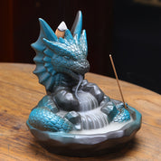 Incensário Cascata Dragão Cobra Azul