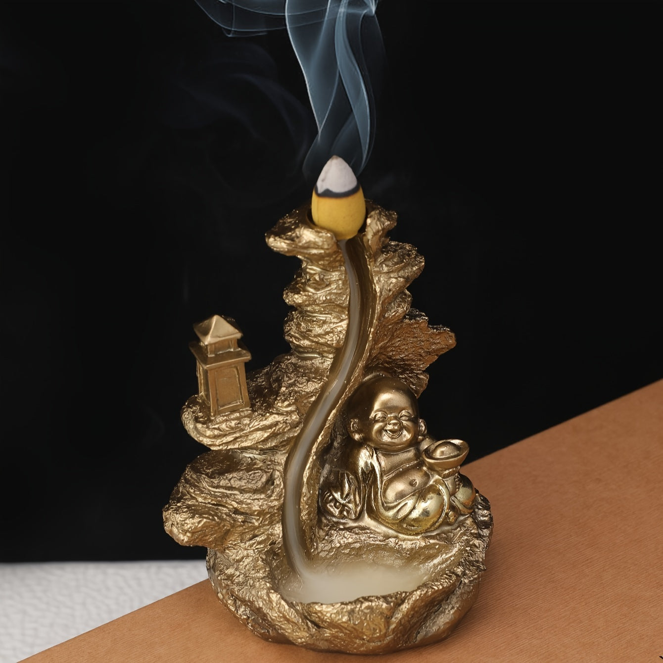 Incensário Cascata Buda Dourado Bodhi