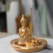 Incensário Buda Dourado em Meditação
