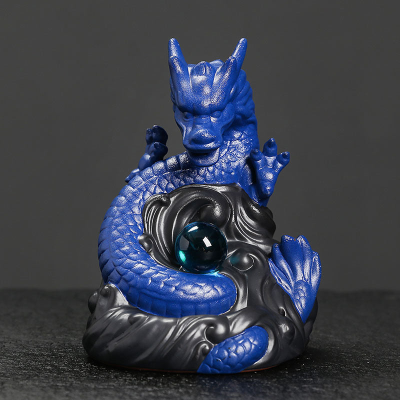  Incensário Cascata Dragão Azul com Esfera de Cristal