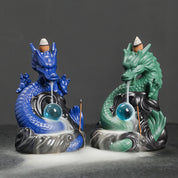  Incensário Cascata Dragão Azul com Esfera de Cristal