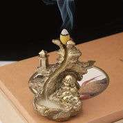 Incensário Cascata Buda Dourado Bodhi