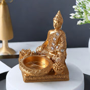 Incensário Buda Dourado com Base de Incenso Cascata