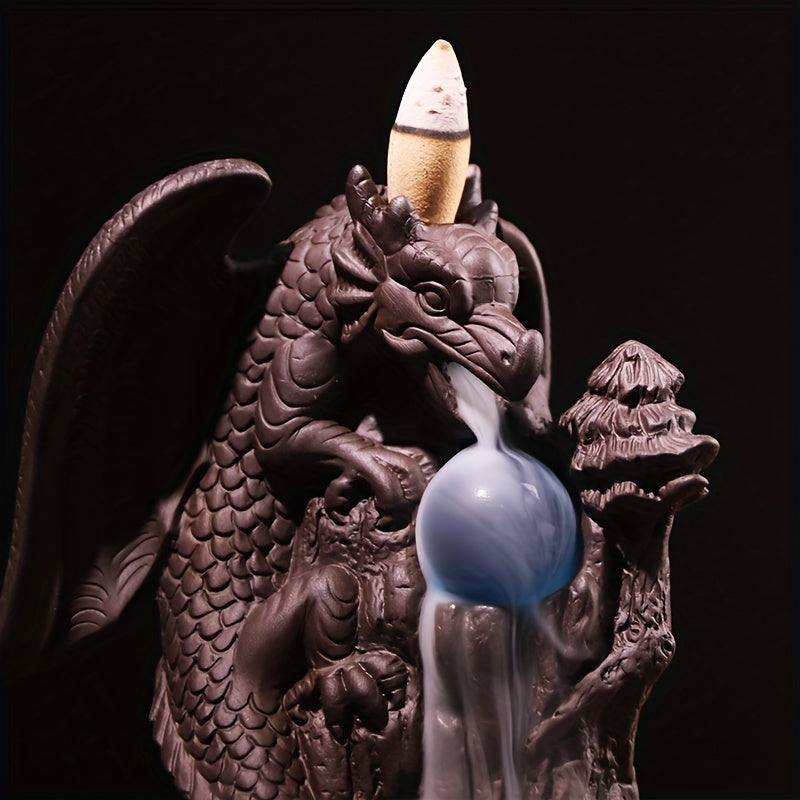 Incensário Cascata Dragão Guardião com Esfera