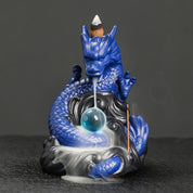  Incensário Cascata Dragão Azul com Esfera de Cristal