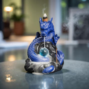  Incensário Cascata Dragão Azul com Esfera de Cristal
