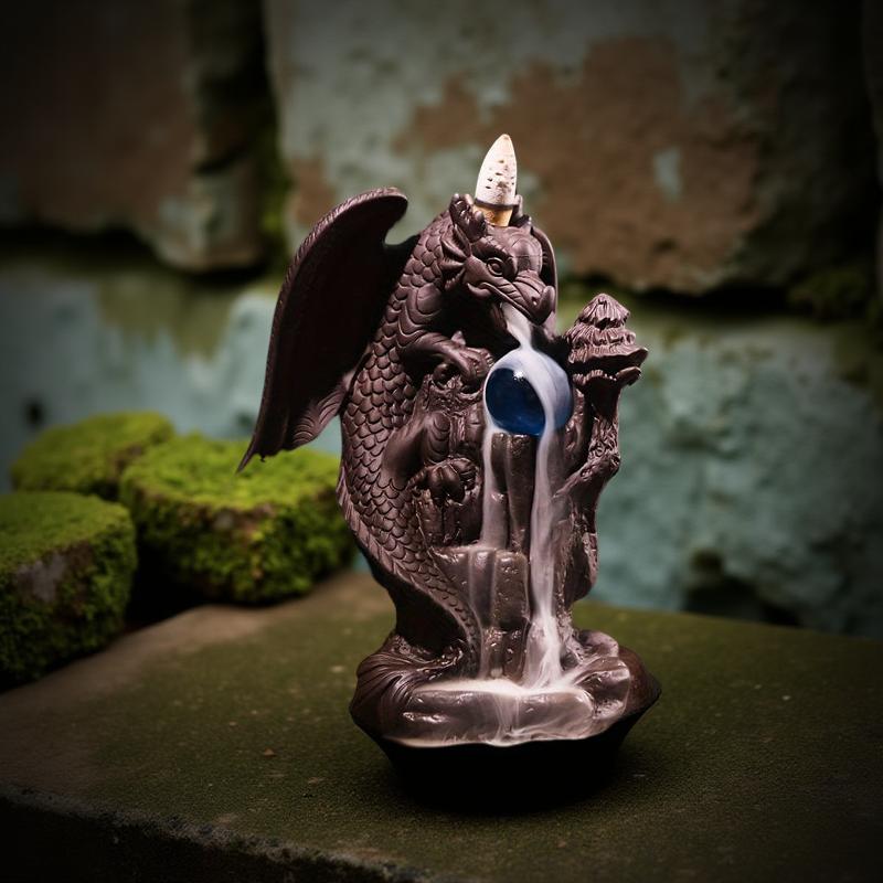Incensário Cascata Dragão Guardião com Esfera
