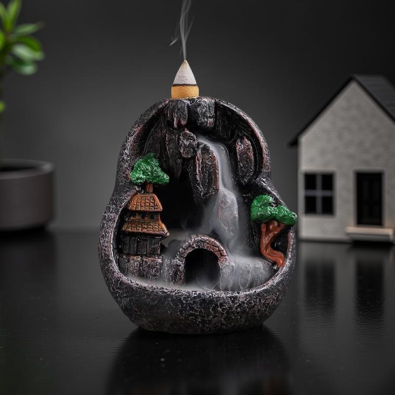 Incensário Cascata Portal Zen com Casa na Montanha